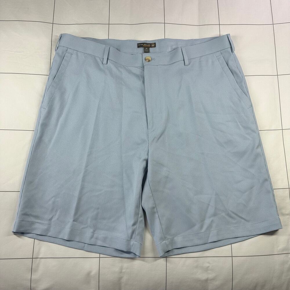Peter Millar Shorts Mens 38 Crown Sport Blue White Houndstooth Golf Preppy Chino